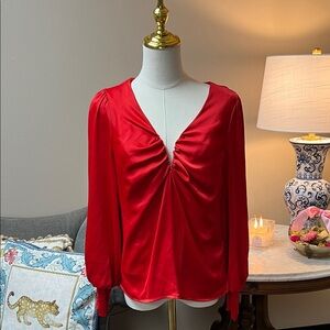 Skies Are Blue Vibrant Red Blouse